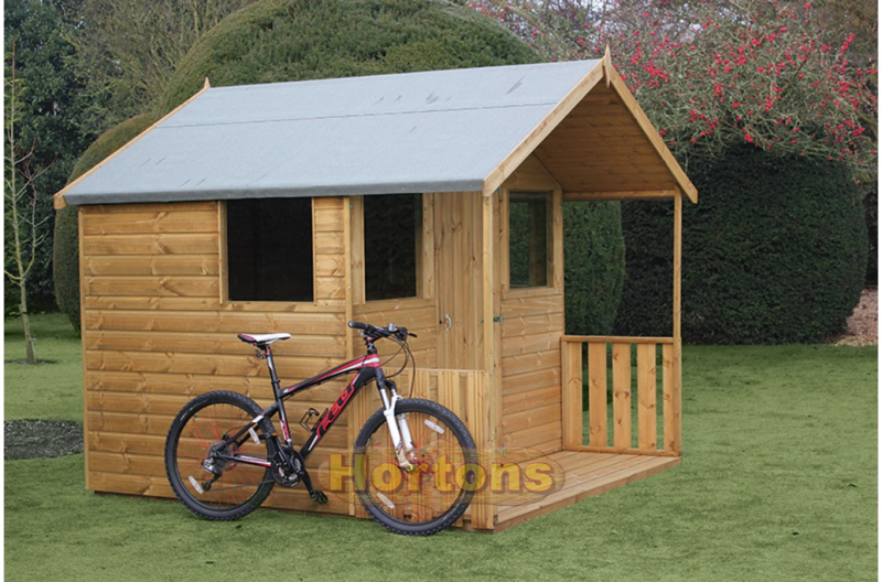 10ft x 8ft Hobby Summerhouse with Verandah - Click Image to Close