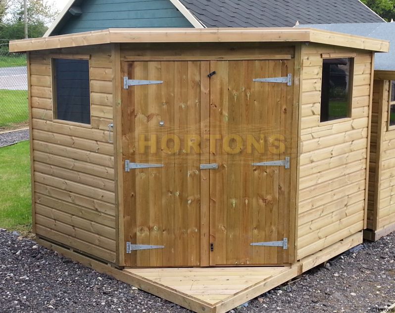 Log Cabin 10x10ft Corner Pent Roof Shed