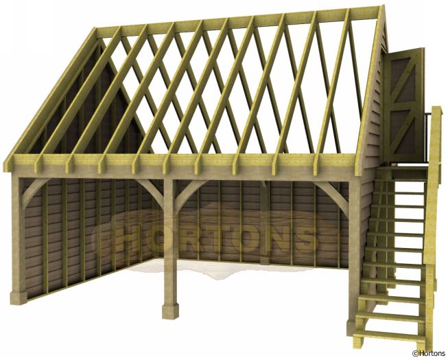 Room over Post and Beam Double Bay Garage