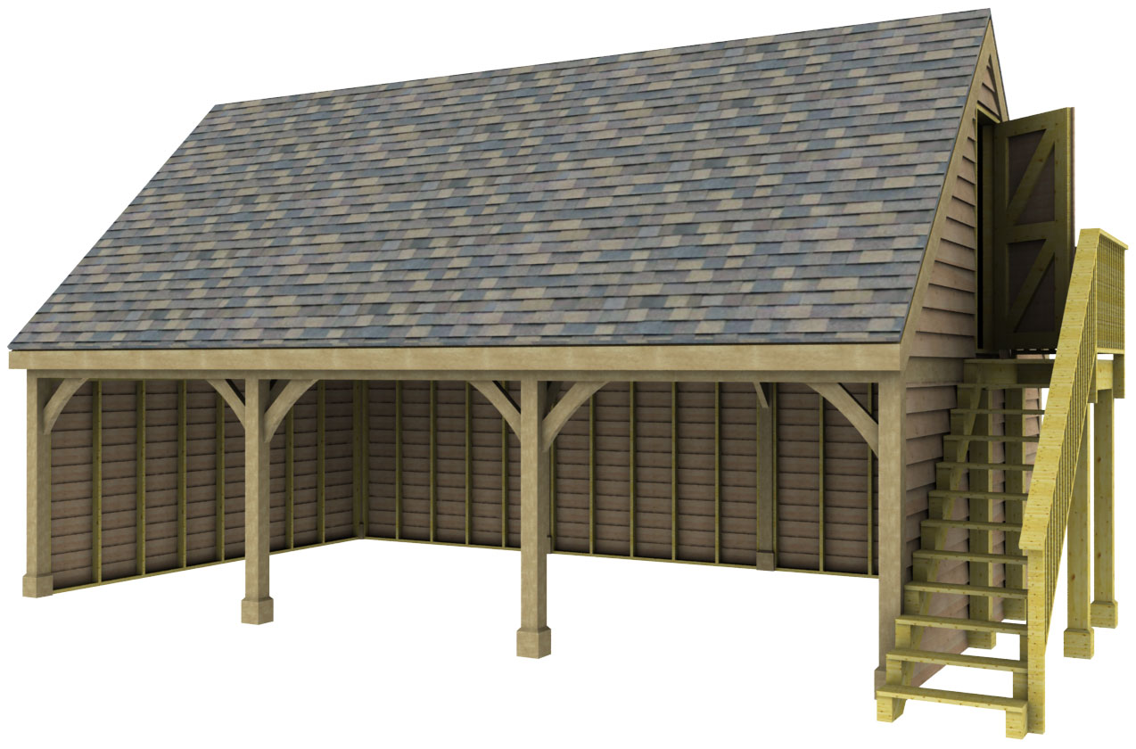 Room over Post and Beam Triple Bay Garage