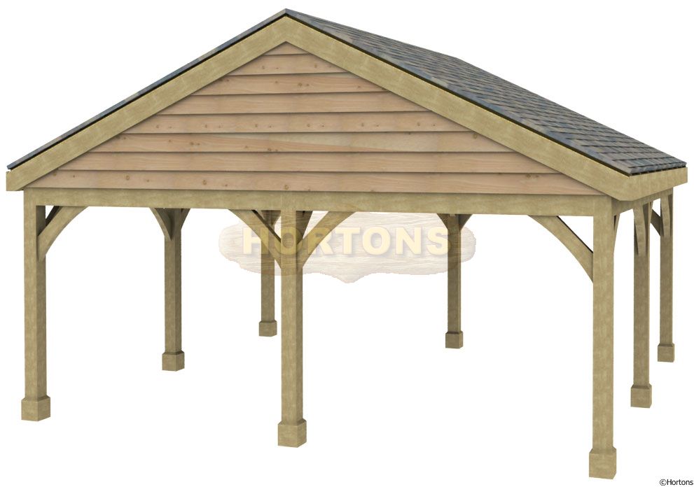 Post and Beam Double Bay Carport