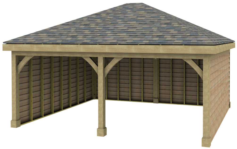 Post and Beam 5.87m x 6m Double Bay Garage - Click Image to Close