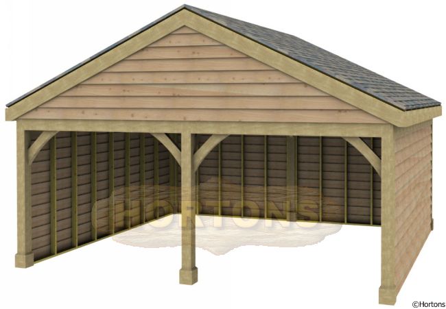 Post and Beam 5.87m x 6m Double Bay Garage - Click Image to Close