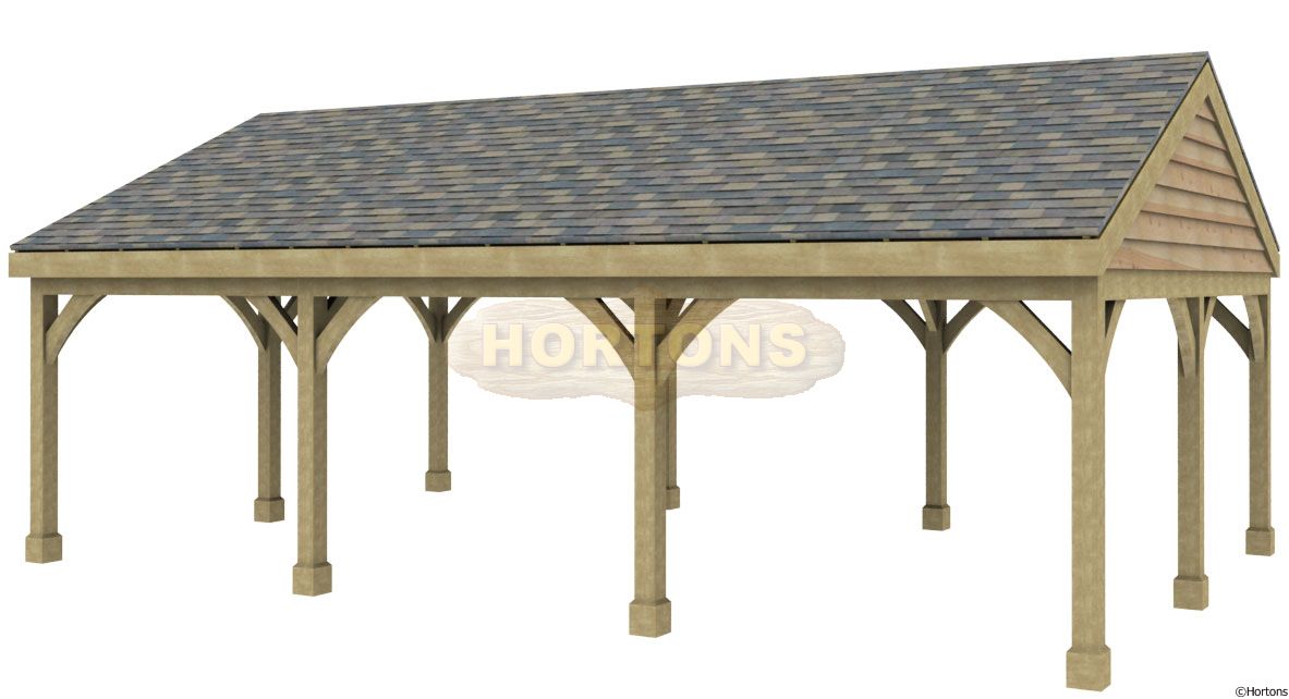 Post and Beam Triple Bay Carport - Click Image to Close