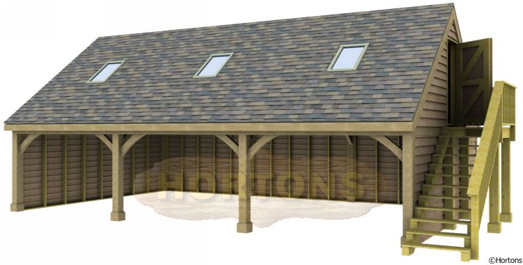 Post and Beam 8.74m x 6m Triple Bay Garage - Click Image to Close