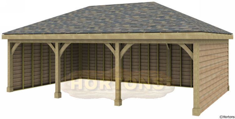 Post and Beam 8.74m x 6m Triple Bay Garage