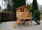 Log Cabin Tulip Tower Playhouse With Slide