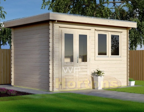 4m x 3m Woodpro Garden Cabin - 44mm logs - Click Image to Close