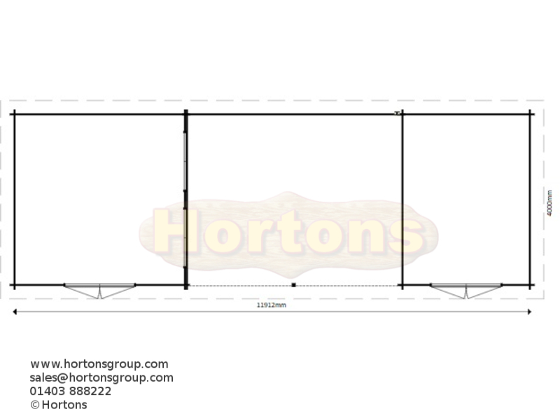 11.9m x 4m Garden Cabin - 44mm logs - Click Image to Close