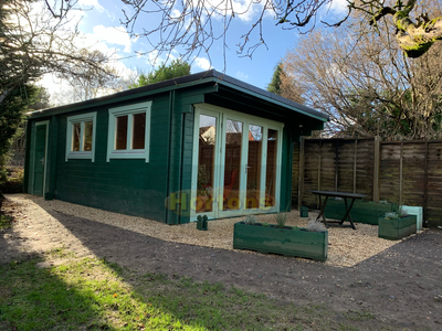 4x7m insulated Twin Skin pent roof log cabin_1