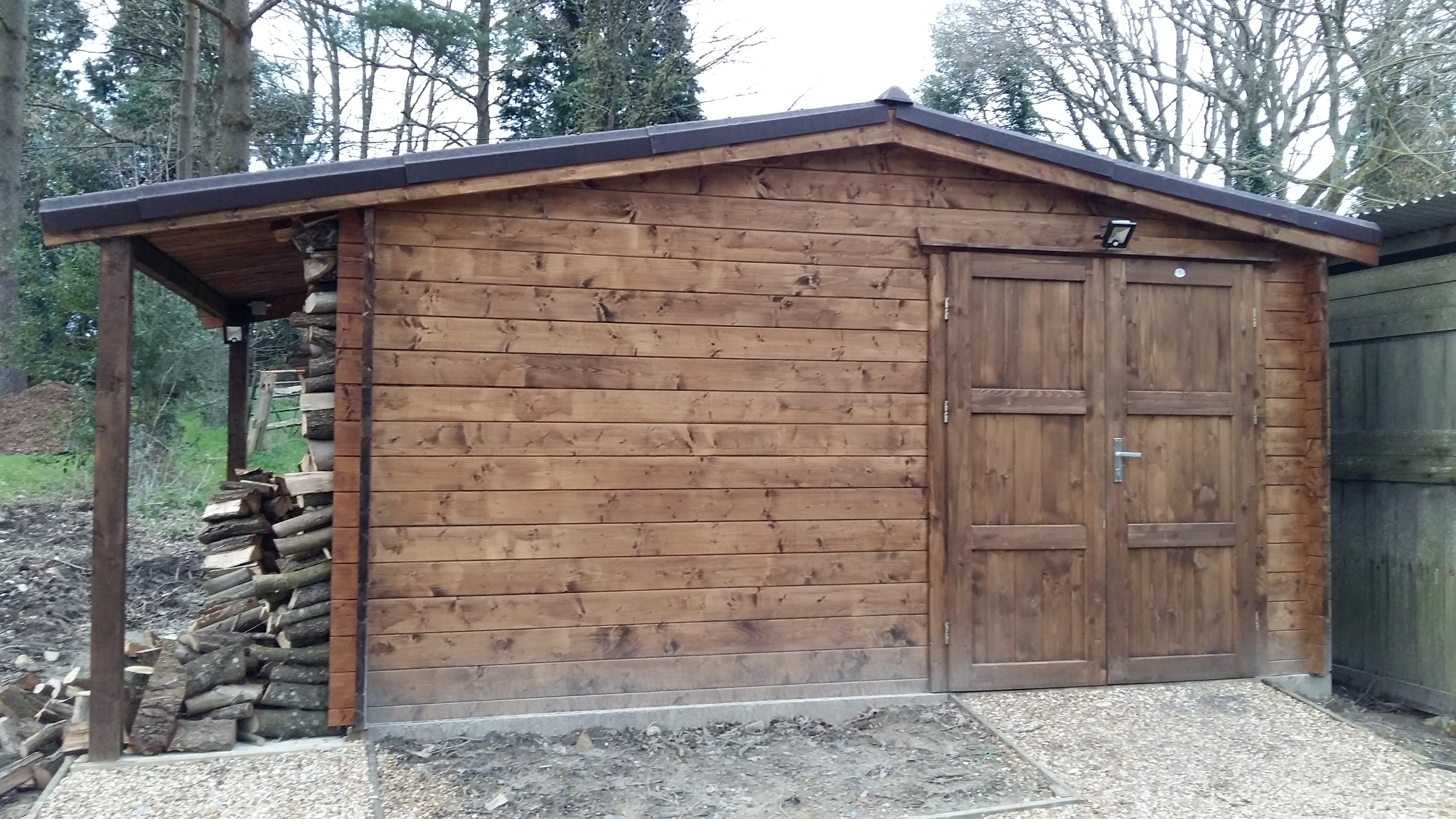 4.5 x 3m 44mm log cabin with side log store_3