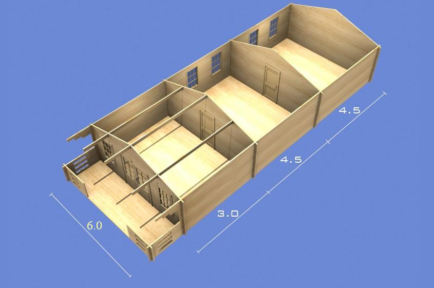 Newport 45mm 12x6 log cabin