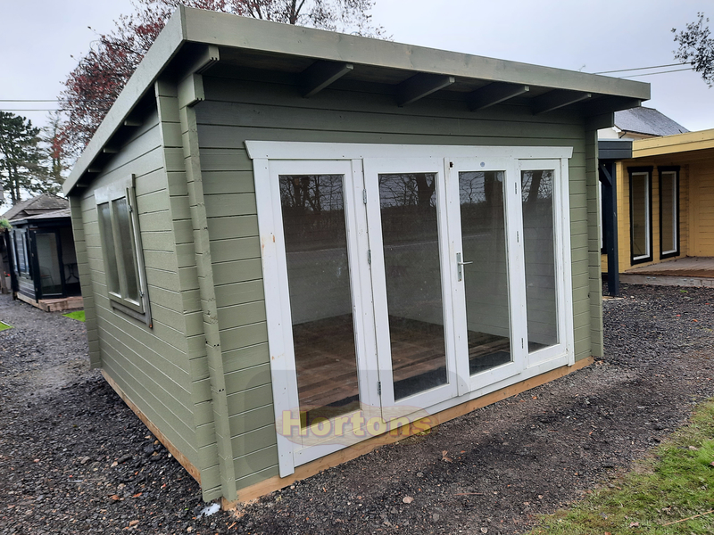 4x4m 28mm Horsley Pent Log Cabin