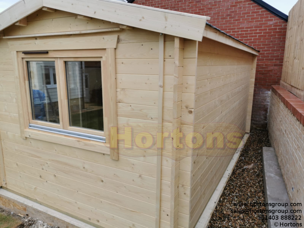 5x5 Buntingford 28mm L shaped Log Cabin - Click Image to Close