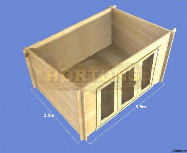 28mm Dulwich 3.5 x 2.5 Pent roof Log Cabin