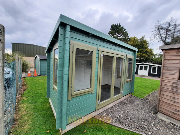 28mm, 4x2m pent roof Oxshott log cabin