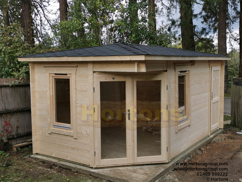  5X3m corner cabin summerhouse with additional storage room_1