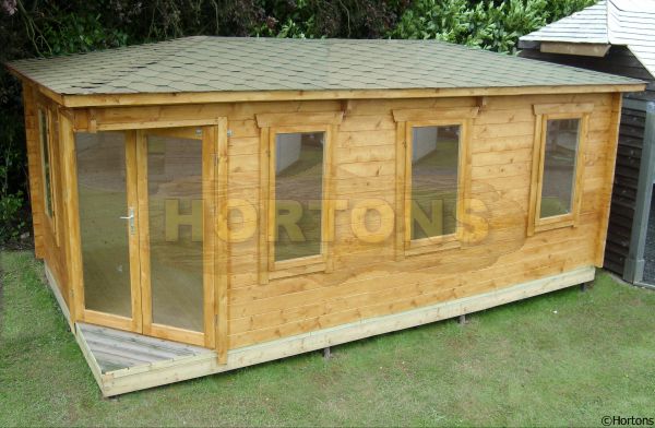 3x6m corner log cabin summerhouse - Click Image to Close