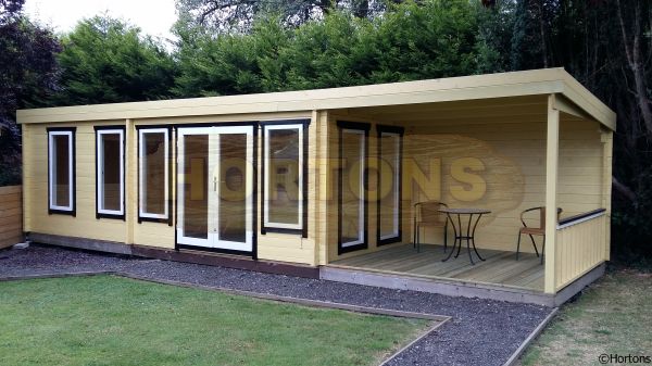 10 x 3 Pent roof Twinskin log cabin - Click Image to Close