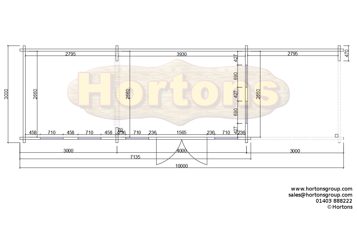 10x3m Pent roof Leisure log cabin