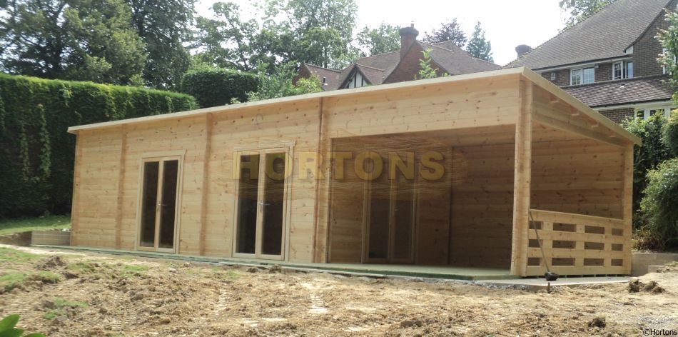 Westminster - 14x4m Pent Log Cabin