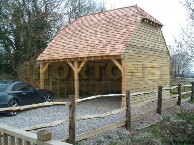 Hortons 2 bay post & beam oak style frame garage - Click Image to Close