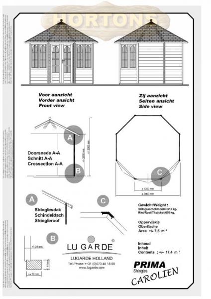 3.0m Octagonal Summerhouse Lugarde Prima Carolien - Click Image to Close