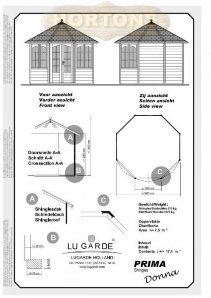 3.0m Octagonal Summerhouse Lugarde Prima Donna - Click Image to Close