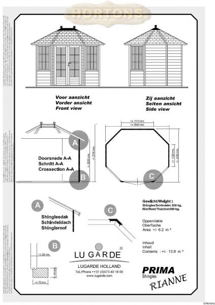 3 x 2.5m Lugarde Prima Rianne Oval Summerhouse - Click Image to Close