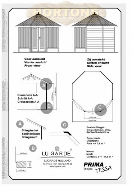 3m Octagonal Summerhouse Lugarde Prima Tessa - Click Image to Close