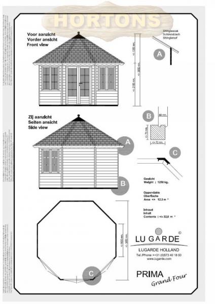 4.0m Lugarde Prima "Grand 4" Octagonal Summerhouse - Click Image to Close