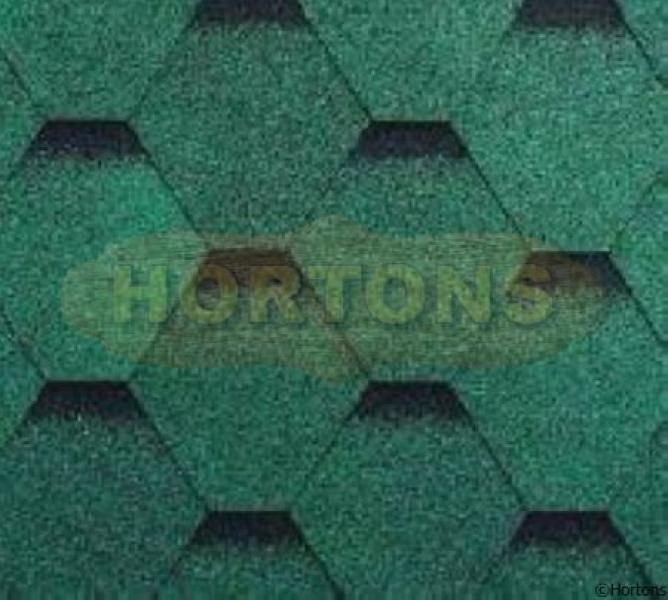 Heavy Duty Shaded Green Hexagonal Felt Shingles - Click Image to Close
