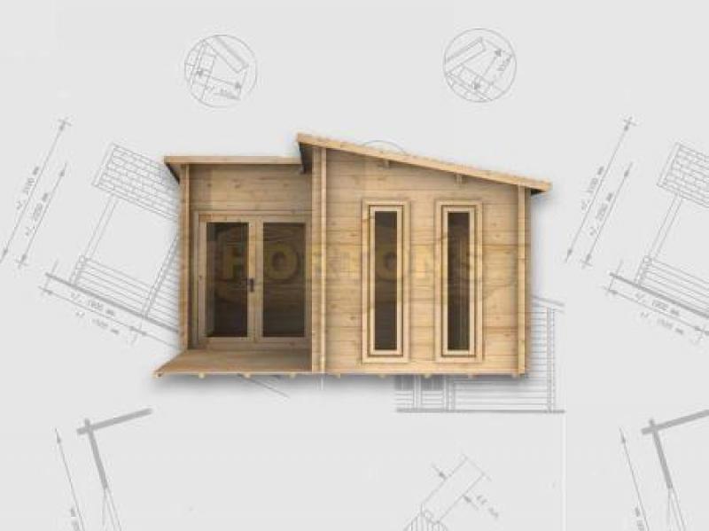 4x4 Alton L-shaped cabin, 28mm logs - Click Image to Close