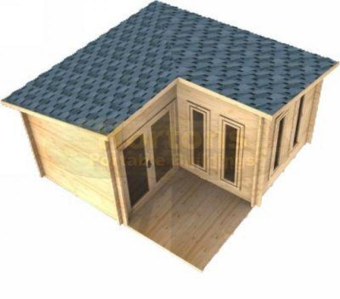 4x4 Alton L-shaped cabin, 28mm logs - Click Image to Close